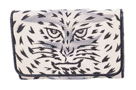 Genuine Stingray Skin Leather Short Trifold Women Wallet : White Tiger Pattern - £49.98 GBP