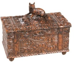 Box Sitting Fox Intricately Carved Vintage Trunk Lid Hand-Cast Resin OK Casting - $199.00