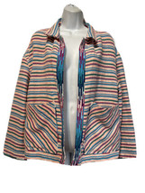 zara boho Mexican Sarape open front Stripe Cardigan Jacket Size M - $34.64