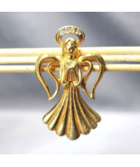 Vintage Avon Caroling Angel Brooch Rhinestone Halo Gold-tone Pin Costume... - £14.08 GBP