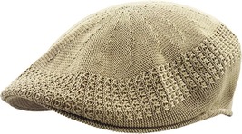NEW Classic Khaki Mesh Ivy Newsboy Ivy Cap Hat Crochet Driving Golf Vent... - $32.84 CAD