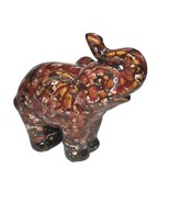 Vintage Ceramic Glazed Elephant Speckled Trunk Up Brown/Red - $556.25 MXN