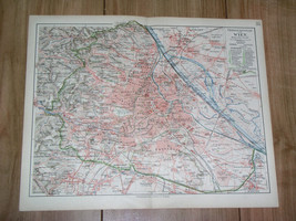 1905 Antique City Map Of Vienna Wien Vicinity Austria With Place Names Index - £19.74 GBP