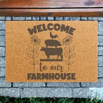&quot;Welcome To Our Farmhouse&quot; Mat 24x16&quot; Outdoor Coir Doormat Vinyl Non-Slip Back - £36.74 GBP