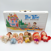 Vtg 1960&#39;s Uneeda Pee Wee Doll Showcase Tote &amp; 6-Dolls Lot Baby Pee Wee - $28.53
