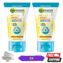 2 X Garnier Bright Complete 3-in-1 Anti Acne 90ml Foam Facial Wash Deep Cleaning - £30.82 GBP