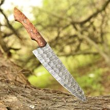 12” Handmade Damascus Fixed Blade  Chef Knife  Japanese Bunka Kitchen Knife - $29.69