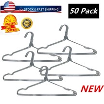 50 Pcs of Stainless Steel Wire Coat Hanger Strong Heavy Duty Clothes Han... - £22.56 GBP