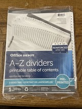 Office Depot A-Z Dividers W/ Printable Table Of Contents - £14.66 GBP