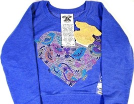 Signorelli Girl&#39;s Pullover Sweat Shirt Blue Heart Rhinestone Sz S  5/6  ret $48 - £11.47 GBP