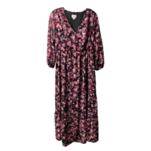 Isabel Maternity Womens Fit &amp; Flare Dress Multicolor Maxi Floral Long Sleeve XL - £5.56 GBP