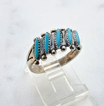 BELL TRADING POST 925 STERLING SILVER  BLUE 7x2 mm.  TURQUOISE RING SIZE... - $68.31