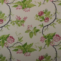 HEIRLOOM IMPERIAL GREEN FLORAL VINE FINE BASKETWEAVE COTTON FABRIC BY YA... - £7.65 GBP