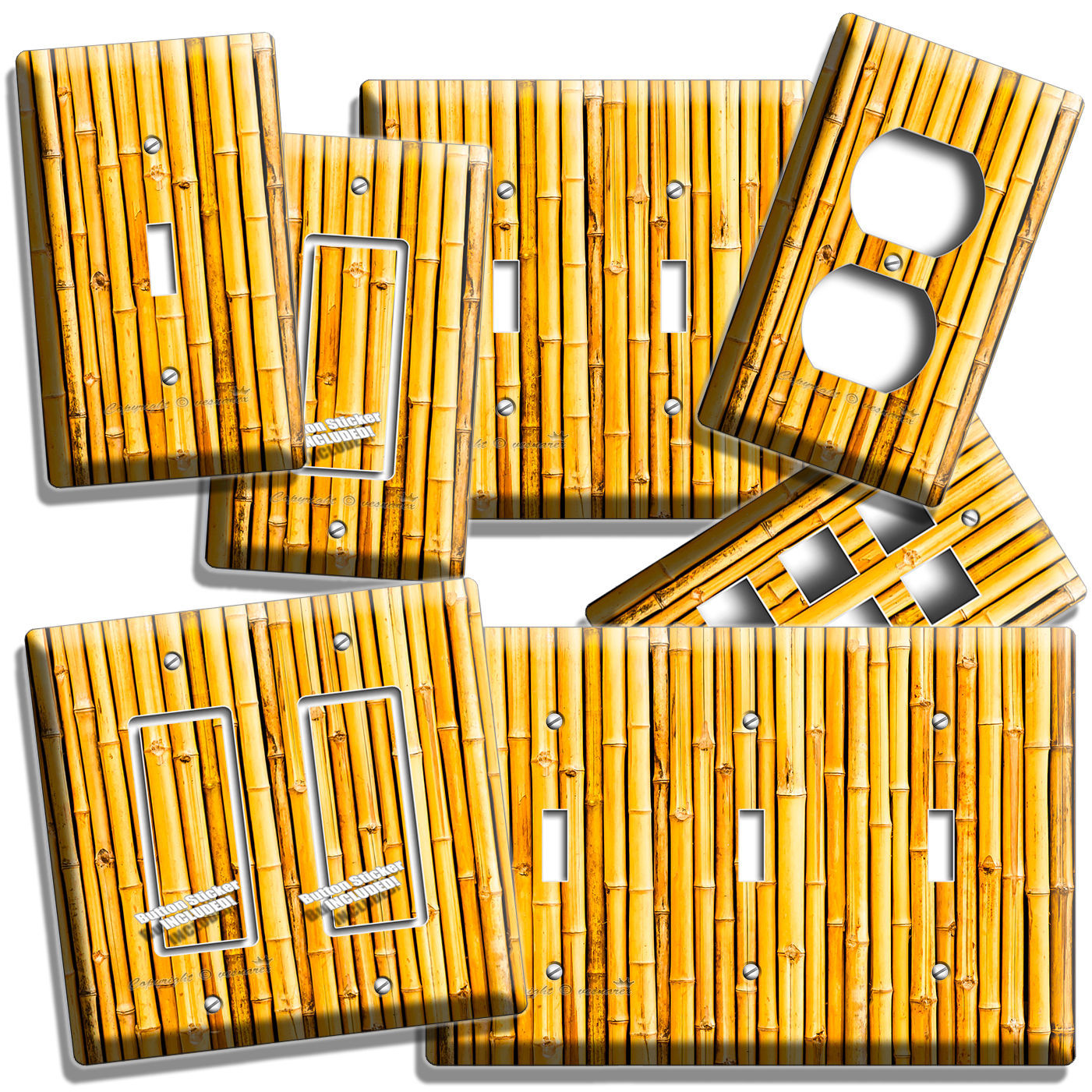 RUSTIC BAMBOO CRACKED STICKS BOARD LIGHT SWITCH OUTLET WALL PLATE ROOM ART DECOR