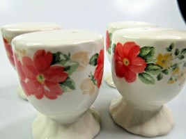 The Pioneer Woman Floral Salt Pepper Shakers Ruffled Pedestal Retro Ceramic 4pcs - $27.69