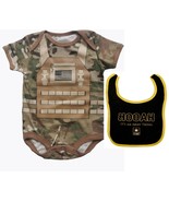 2-Piece Multicam Baby Bodysuit &amp; &#39;HOOAH&#39; Army Logo Bib Set for Future He... - £31.46 GBP