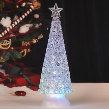 LED Light Acrylic Christmas Tree 13&quot; Swirling Glitter Light up Christmas Tree Sn - $104.50