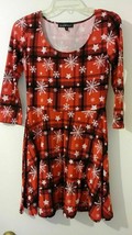 Derek Heart Juniors Plaid Stripes Snowflake Star 3/4 Sleeve Flare dress ... - $12.50