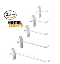 White Slatwall Hooks Combo Pk of 25 Assorted Sizes(5) of Ea 2&quot;,4&quot;,6&quot;, 8&quot; &amp; 10&quot;  - £19.18 GBP