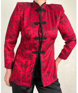 Vintage Satin Asian Print Velvet Evening Party Blazer Jacket Women’s RM ... - $27.35 CAD