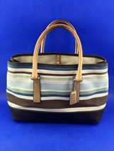 Vintage Coach Hampton A1J-7771 Canvas and Leather Carryall Small Tote Purse Bag - £32.01 GBP