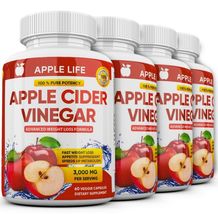 4 X Pure Weight Loss Fat Burner Diet Pills Pure Apple Cider Vinegar Acv 3000mg - £26.86 GBP