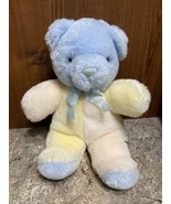 Commonwealth Teddy Bear Rattle 1992 Stuffed Plush Blue Pastel Yellow Vin... - $10.92 CAD