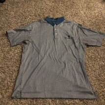 Cutter &amp; Buck Polo Shirt Mens Size M Blue White Striped Poly Blend Short... - $327.37 MXN