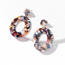 New Geometric Large Acrylic Hoop Earrings for Women Fashion Statement Resin Dang - £10.50 GBP