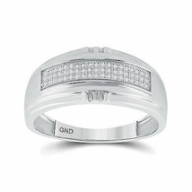 Sterling Silver Mens Round Diamond Band Ring 1/6 Cttw - £105.94 GBP