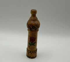 Vintage Bulgarian Wood Hand Painted Perfume Vial Holder - $11.30
