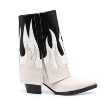 Summer New Genuine Leather Western Cowboy Boots Autumn Women&#39;s Shoes Mixed color - £120.95 GBP