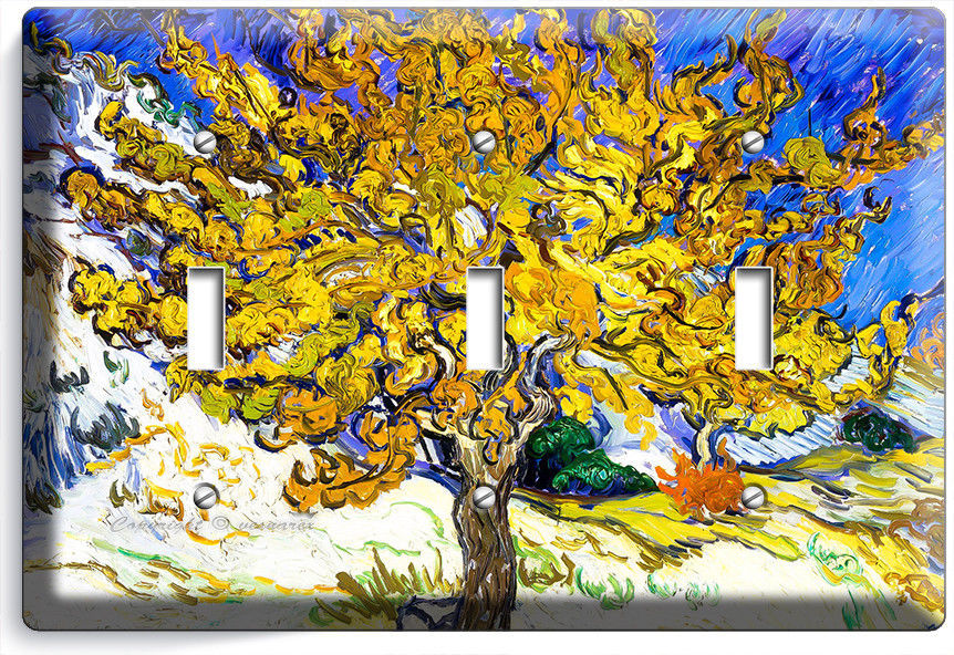 VINCENT VAN GOGH MULBERRY TREE PAINTING 3 gang LIGHT SWITCH WALL PLATE ART COVER
