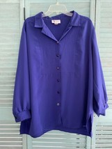 Maggie Sweet Women&#39;s Button Up Classy Shirt ~Sz 1X ~ Purple ~ Long Sleeve - £17.97 GBP