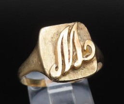 10K GOLD - Vintage Antique Initial M Linear Textured Frame Ring Sz 9 - GR410 - £208.02 GBP