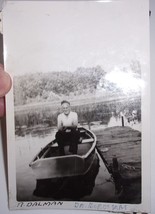Grandpa Taking a Spin In His Boat Snapshot Photo 1947 - £3.20 GBP