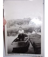 Grandpa Taking a Spin In His Boat Snapshot Photo 1947 - $5.45 CAD