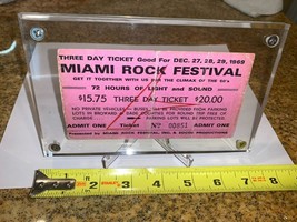 Miami Rock Festival 1969 Original Ticket Stub Grateful Dead Johnny Winter Usa - $69.99