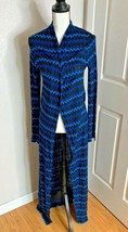 L&#39;Agence Lagence Womens Sz S Open Cardigan Duster zigzag Blue Black Sweater - £115.32 GBP
