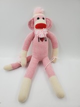 Sock Monkey Plush I  3 U Pink Monkey Large Stuffed Animal 20" Tall Red Butt - $19.75
