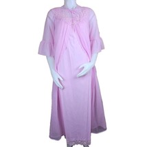 Vintage Peignoir Set Blush Pink Nightgown Chiffon Robe Womens M Sheer Ny... - £49.88 GBP