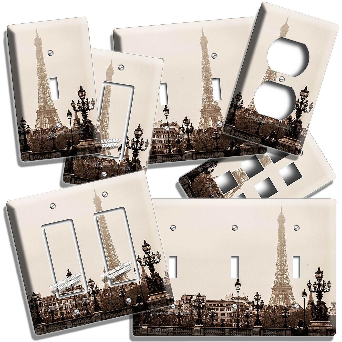 RETRO ALEXANDRE III BRIDGE EIFFEL TOWER PARIS LIGHT SWITCH OUTLET PLATE ROOM ART