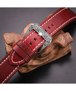 22mm Cowhide Genuine Leather Custom Brushed Steel Buckle Watch Strap/Wat... - £19.83 GBP