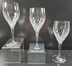 3 Nachtmann Fleurie White Wine Glasses Set Vintage Crystal Clear Floral Cut Lot - £51.73 GBP