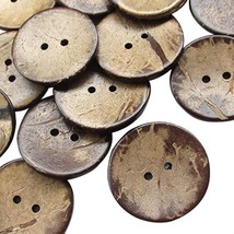 100Pcs 1 1/4&quot;(30Mm) Brown Natural Coconut Shell Coco Button 2 Holes Craf... - £16.51 GBP