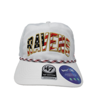 Baltimore Ravens ‘47 Brand Hat Flag Flutter Adjustable American Flag Rope White - £19.53 GBP