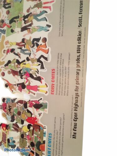 Vintage 1974 Scott Foresman “What Are Your Favorite Games” Classroom Poster - $23.19