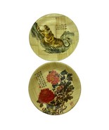 Set of 2 Bamboo Plates 6.25&quot; Tiger Flowers Made in Taiwan ROC Decorative... - $13.24 CAD