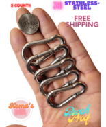 316 Stainless Steel Carabiner Clip Snap Hook Spring 3/16&quot; (5 pack) Key L... - £8.44 GBP