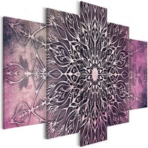 Tiptophomedecor Stretched Canvas Print - Center Pink 5 Piece - Stretched &amp; Frame - £71.00 GBP+